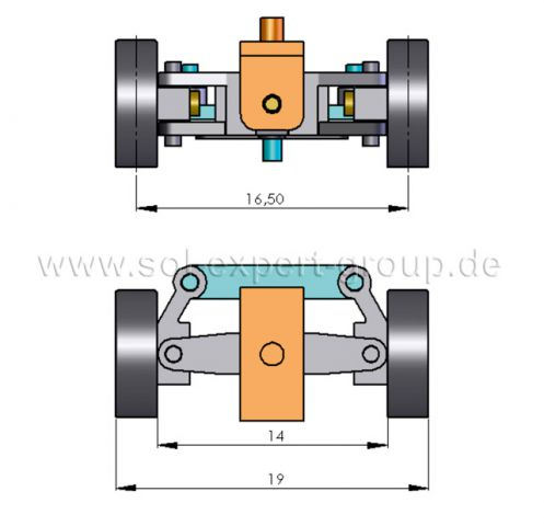 Sol-Expert 31153, Lenkung für 1:87 PKW, fertig montiert, Spurbreite 16,5 mm