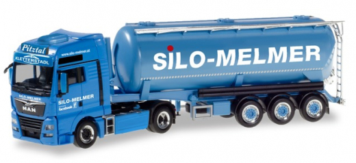 Herpa 310574, MAN TGX XXL Euro 6c Silo-Sattelzug Silo Melmer/ Kletterstadl (A)