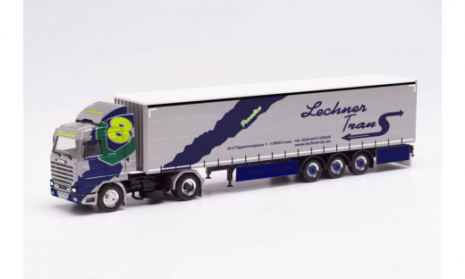 Herpa 313551, Scania 143 420 V8 Streamline Gardinenplanen-Sattelzug &#8222Lechner Trans&#8220