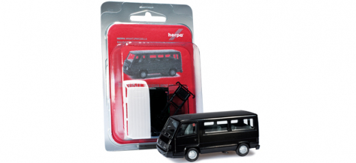 Herpa 012317-003, Mercedes-Benz 100 D Bus, tiefschwarz, 1:87