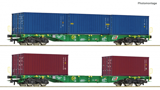 Roco 76007, 2-tlg. Set: Containertragwagen,StB