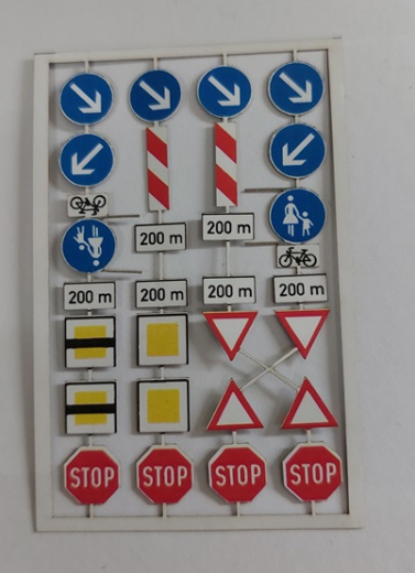 LaserCraft 91-606, Gebotszeichen Vorrangzeichen und Zusatztafeln 28 Stück 1:87