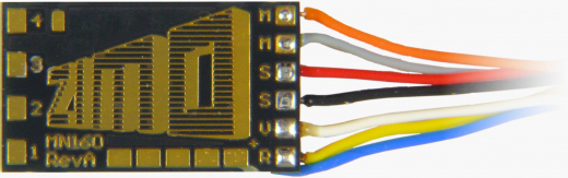Zimo MN160, 7 Anschlussdrähte, 13 x 7,5 x 1,6 mm, 0,5 A