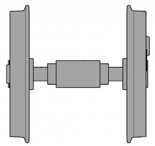 ERS 148893, Coupling wheel set with short axle, red