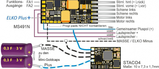Zimo StLB VL11-16, Originalsound mit Zimo Sounddecoder MS491F und Lautsprecher 10x15x9mm