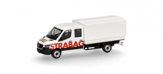 Herpa 098991, Mercedes-Benz Sprinter 18 double cab flatbed/tarpaulin STRABAG (Austria/Vienna)