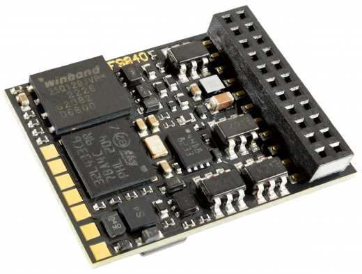 Zimo FS840D, Funktions-Sound-Decoder - 21,5 x 15 x 3,6 mm - Audio 3 W (4-8 Ω) - 1,2 A - 8 FA