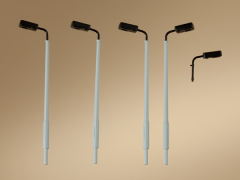 Auhagen 41624, Lamp pole dummies with elliptical arm curvature, square