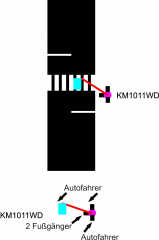 Krois-Modell 1011WD, 3x Verkehrsampel, rot/gelb/grün SG300, 1x Fußgänge, links Ausleger, West Deutsch