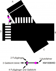 Krois-Modell 1006A, Verkehrsampel, rot/gelb/grün SG300, 1 Stück, 2x Fußgänger, 1x Vorsicht gelb, Austria