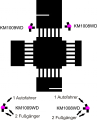 Krois-Modell 1009A, Verkehrsampel, rot/gelb/grün SG300, 2x Füßgänger Austria