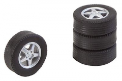Faller 163114, 4 tires and rims for cars big / tourist train