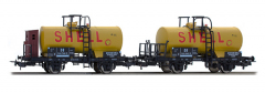 Tillig 74198, 2-piece set of 2-axle tank wagons Shell of the DB, Era III