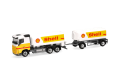 Herpa 316071, Volvo FH 2020 Flachdach Benzintank-Hängerzug Shell