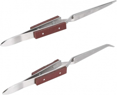 LaserCraft 00-057, 2 self-locking tweezers, straight and curved cross tweezers for secure soldering in model making.